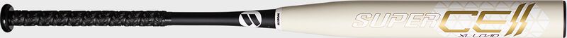 White barrel of a 2022 Worth SuperCell Gold USSSA slowpitch bat - SKU: WSG22U