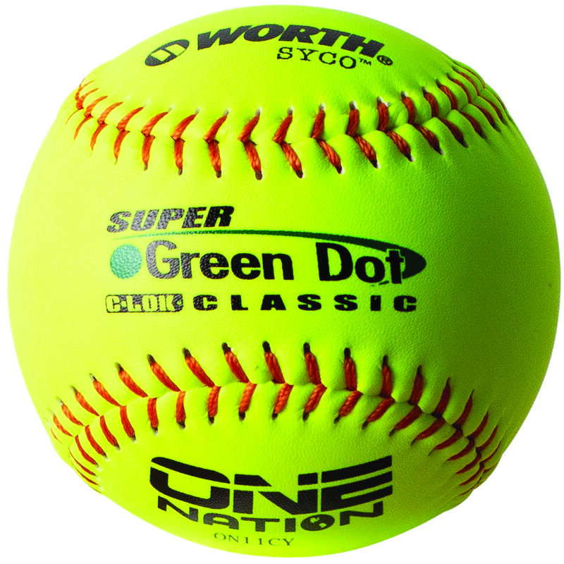A Worth One Nation 11 in Green Dot softball with red stitching - SKU: W00653518 image number null