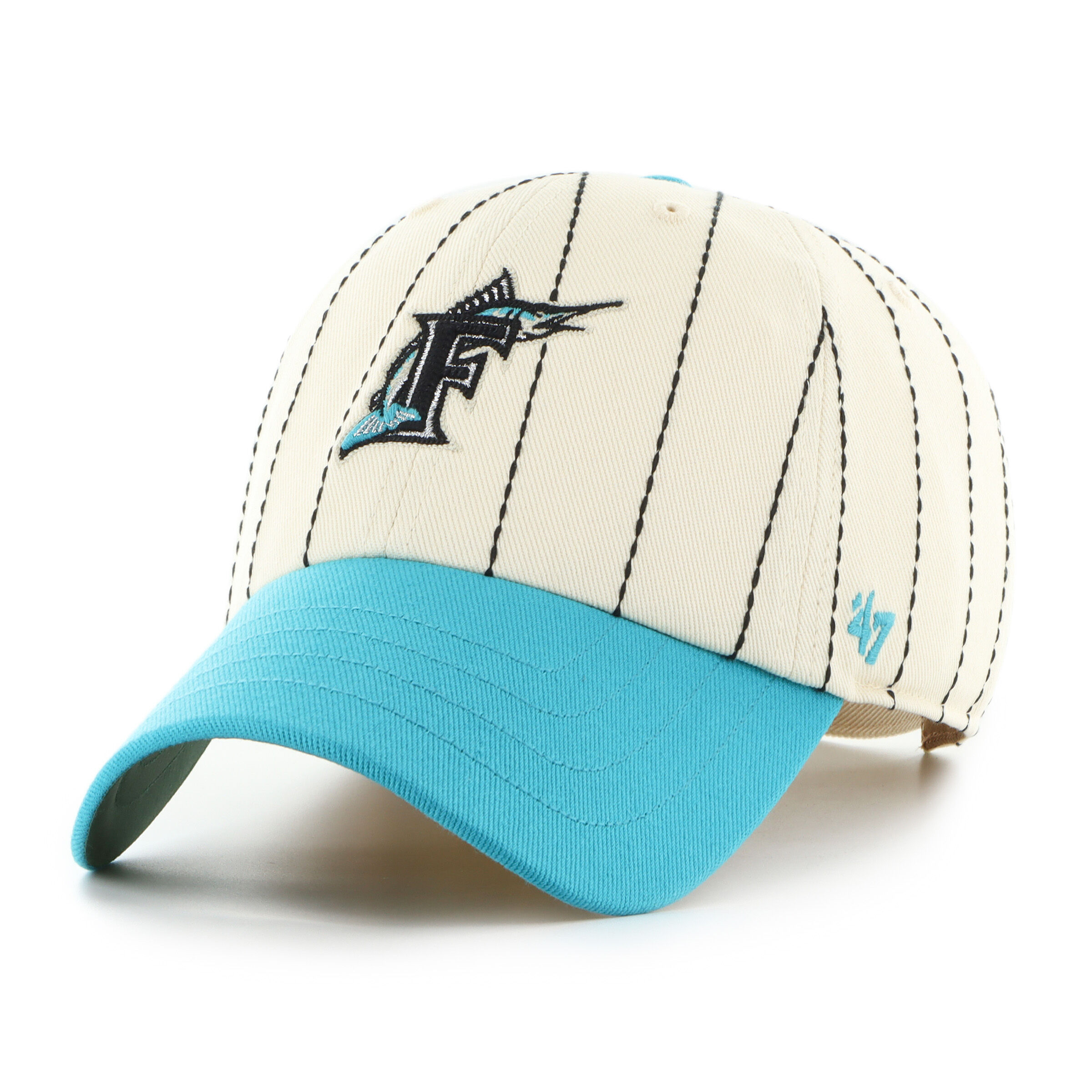 Miami Marlins Rawlings '47 Brand Pinstripe Clean Up Hat