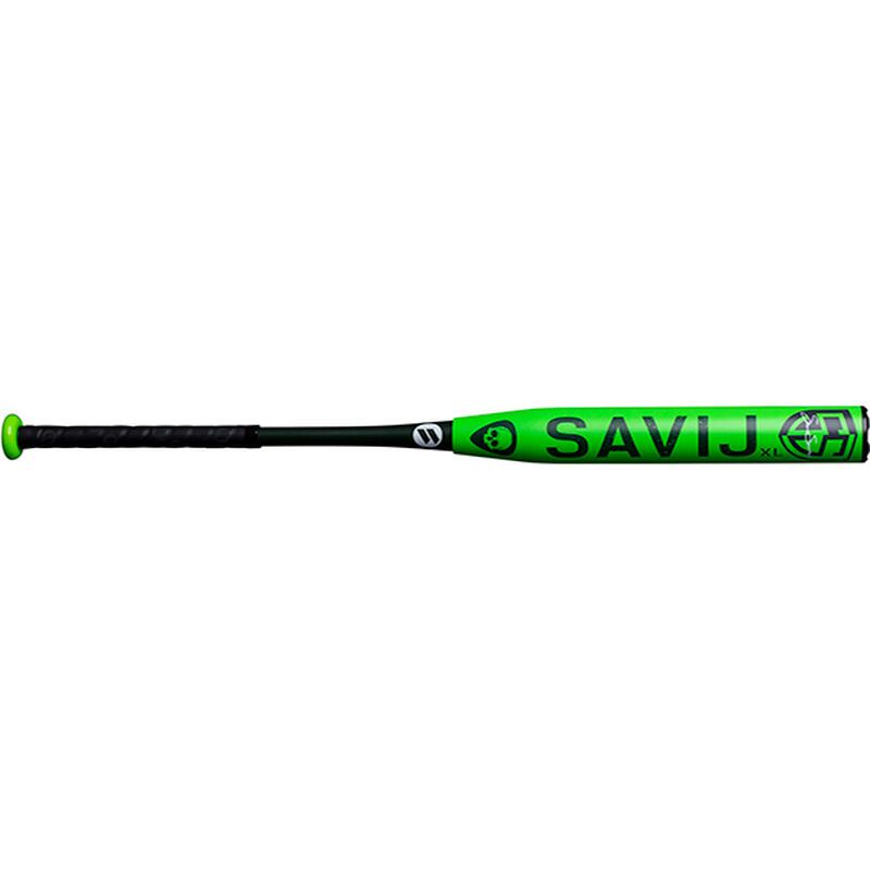 A WSS20U Shannon Smith Savaj XL USSSA bat with black decals on a neon green barrel