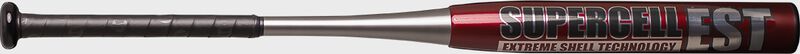 A red Supercell EST 15" all association bat with a silver/black handle - SKU: WSCRED