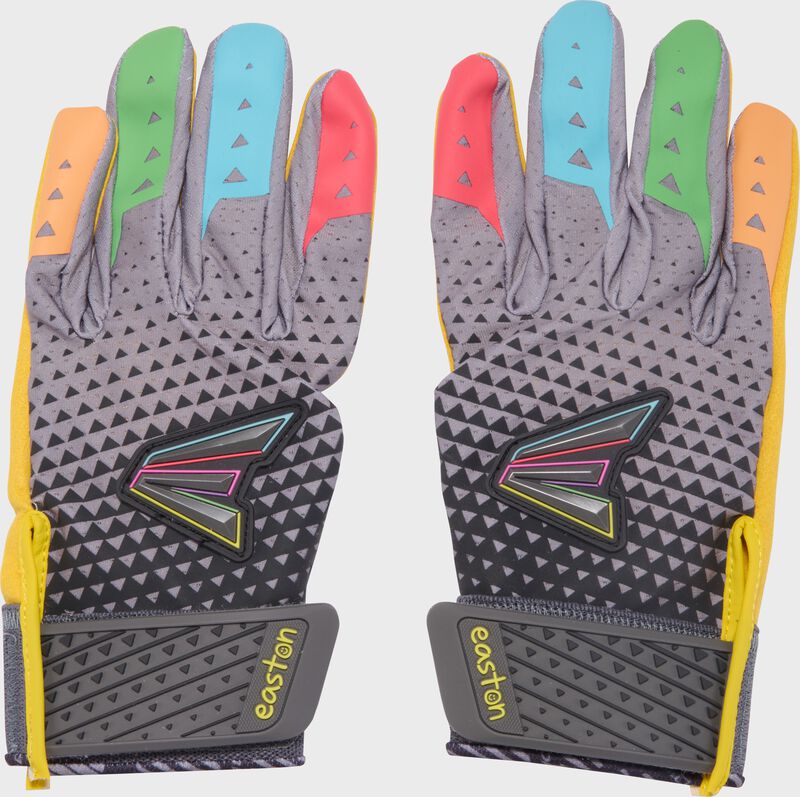 A pair of black Easton x Happiness Project Ghost NX fastpitch batting gloves