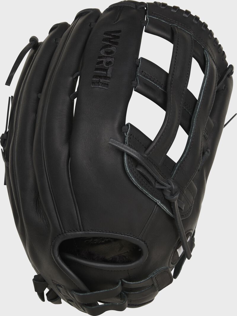 Back of a black Worth Freedom fielding glove loading=