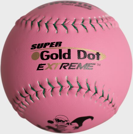 ISA 12 in Pink Cover Gold Dot Softballs