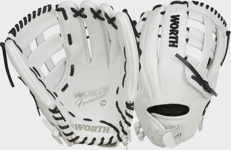 Freedom White/Black Slowpitch Softball Glove, Multiple Sizes