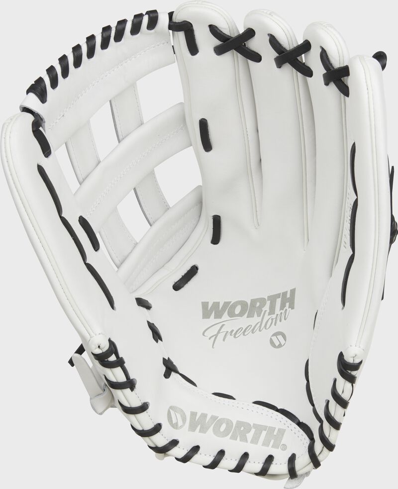 Freedom White/Black Slowpitch Softball Glove, Multiple Sizes loading=