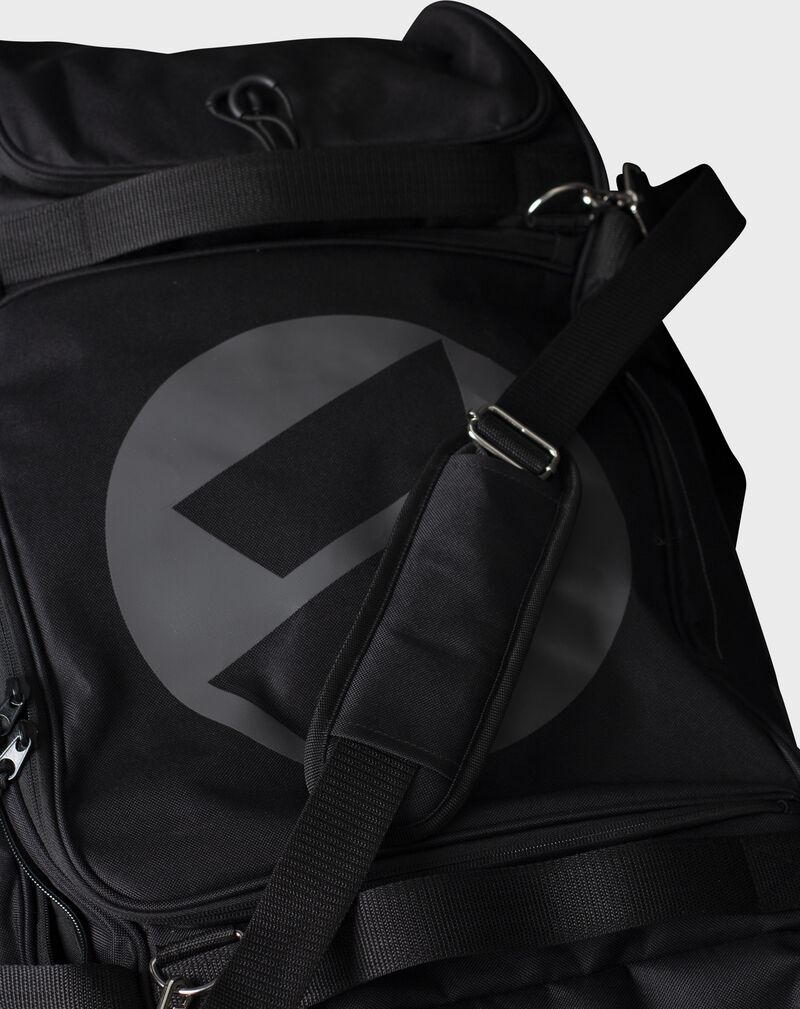 Black carry strap on a black Worth wheeled softball bag - SKU: WORBAG-WB-BLK loading=