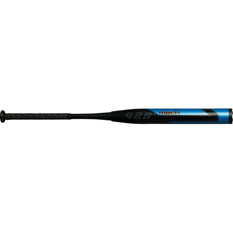 A black 2020 Mach 1 Cobra Jet 428 USSSA XL Reload bat with a blue barrel - SKU: WM20MU