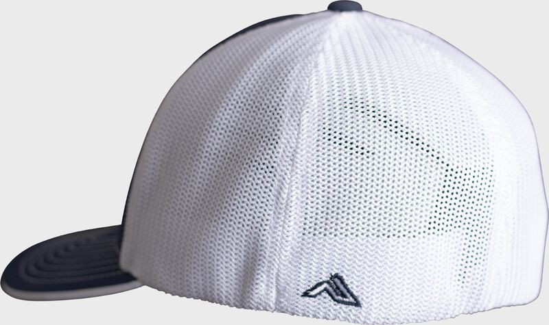 White mesh back of a navy/white Worth FlexFit Hat - SKU: WFFHAT-NW loading=