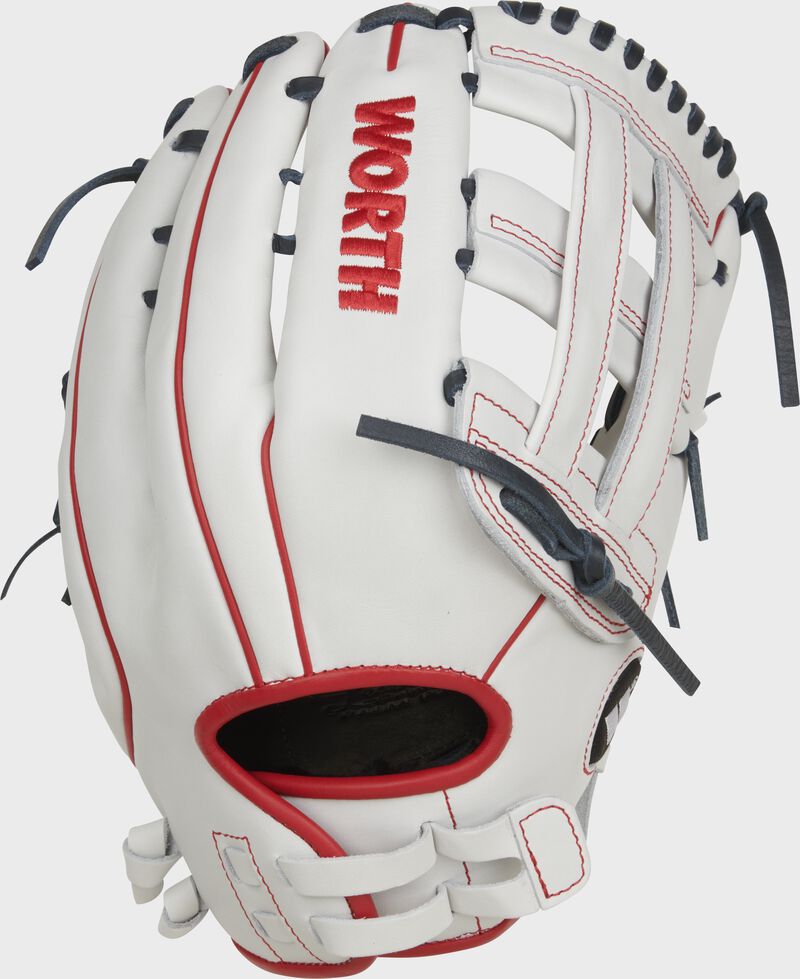 Freedom White/Navy/Red Slowpitch Softball Glove, Multiple Sizes