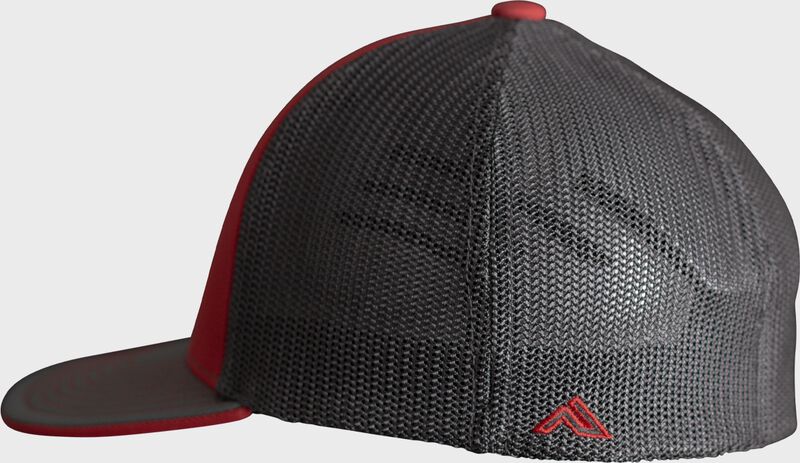 Grey mesh back of a red Worth FlexFit Hat - SKU: WFFHAT-RS loading=