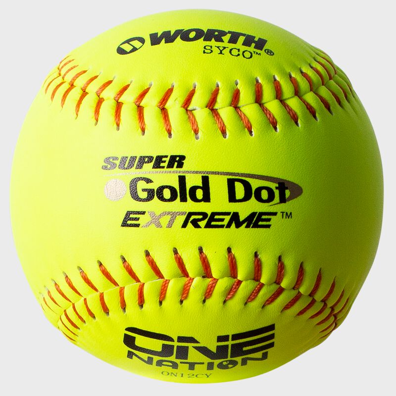 A Worth One Nation 12 in Gold Dot softball with red stitching - SKU: W00653517 image number null
